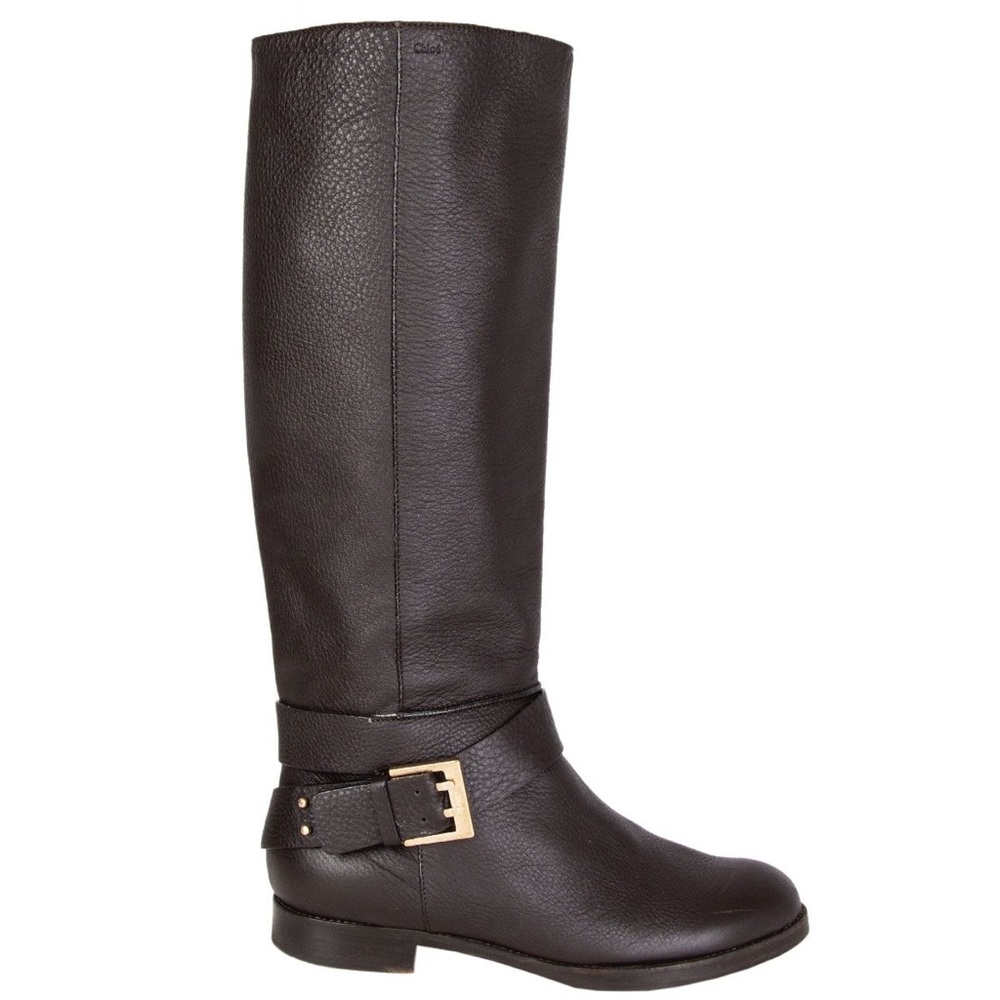 Chloe Erin prince grey brown buckle ankle riding boots size 6.5